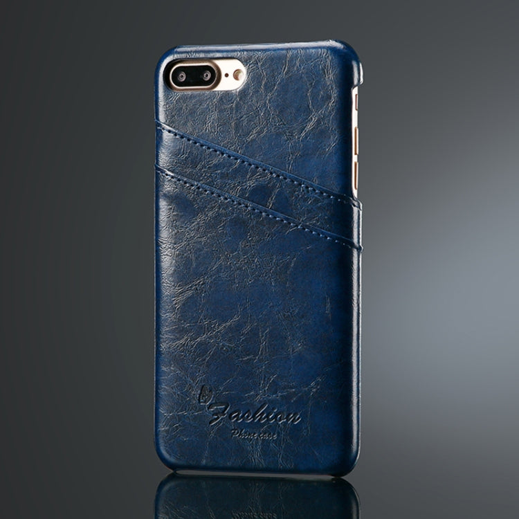 Fierre Shann Retro Oil Wax Texture PU Leather Case for iPhone 8 Plus & 7 Plus, with Card Slots