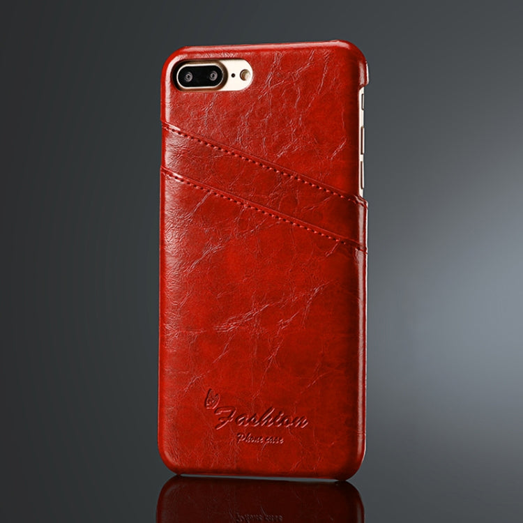 Fierre Shann Retro Oil Wax Texture PU Leather Case for iPhone 8 Plus & 7 Plus, with Card Slots