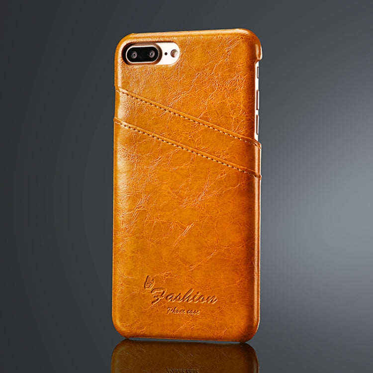 Fierre Shann Retro Oil Wax Texture PU Leather Case for iPhone 8 Plus & 7 Plus, with Card Slots