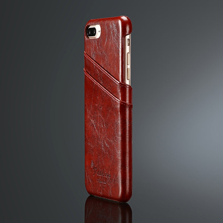 Fierre Shann Retro Oil Wax Texture PU Leather Case for iPhone 8 Plus & 7 Plus, with Card Slots