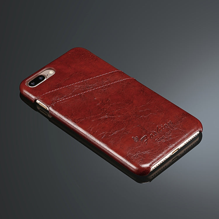 Fierre Shann Retro Oil Wax Texture PU Leather Case for iPhone 8 Plus & 7 Plus, with Card Slots