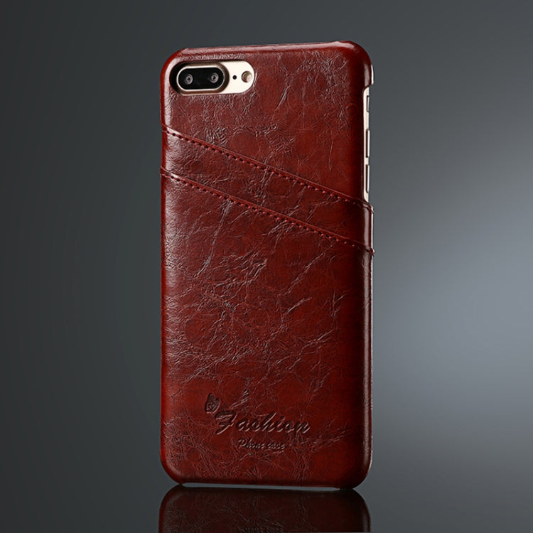 Fierre Shann Retro Oil Wax Texture PU Leather Case for iPhone 8 Plus & 7 Plus, with Card Slots