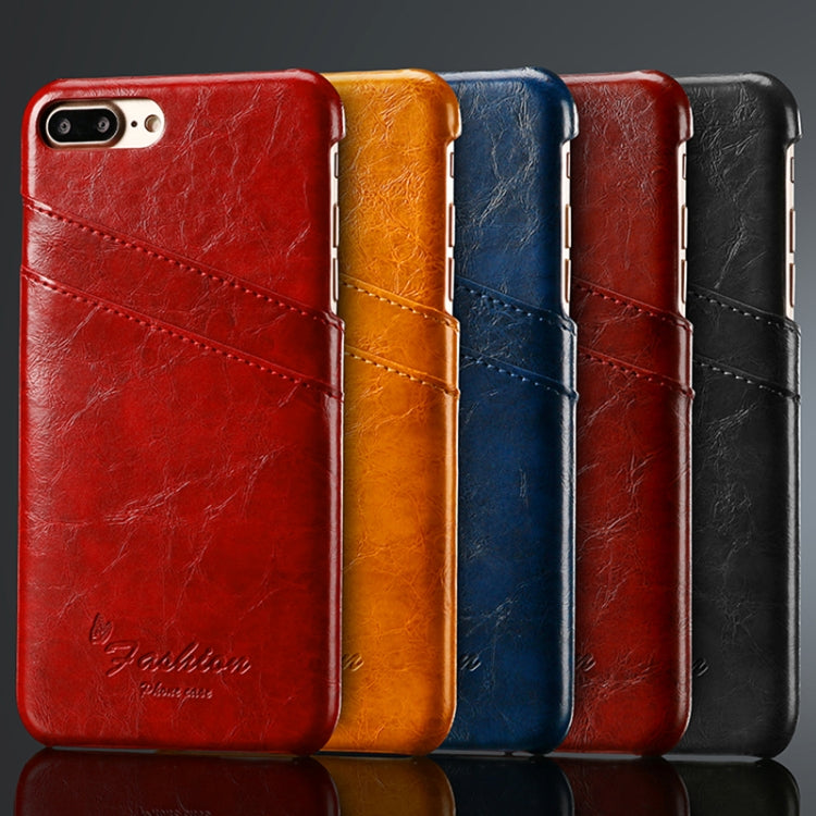 Fierre Shann Retro Oil Wax Texture PU Leather Case for iPhone 8 Plus & 7 Plus, with Card Slots