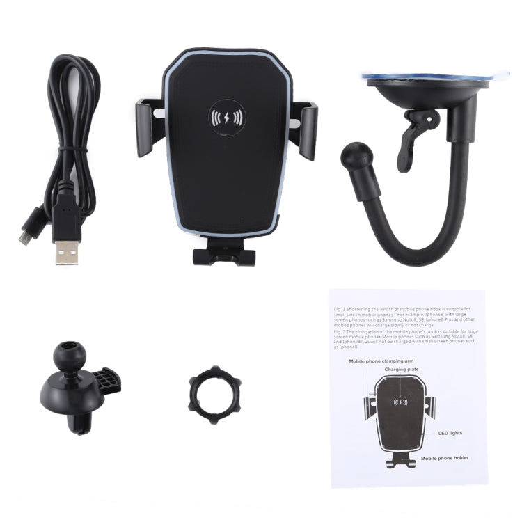 K81 10W QI Universal Rotating Gravity Induction Car Wireless Charging Mobile Phone Holder with Suction Cup