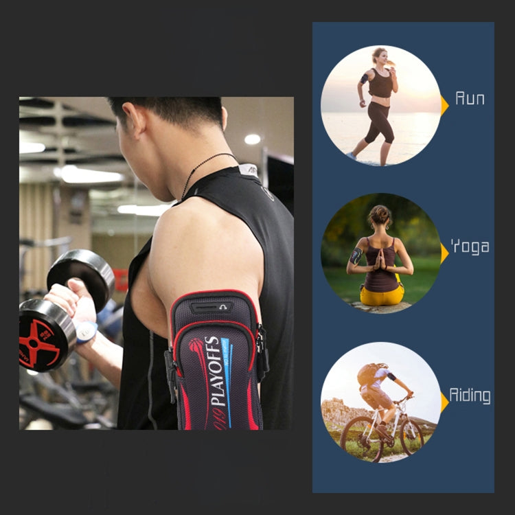 Multi-functional Universal Double Layer Zipper Letter Sport Arm Case Phone Bag with Earphone Hole for 6.6 Inch or Below Smartphones