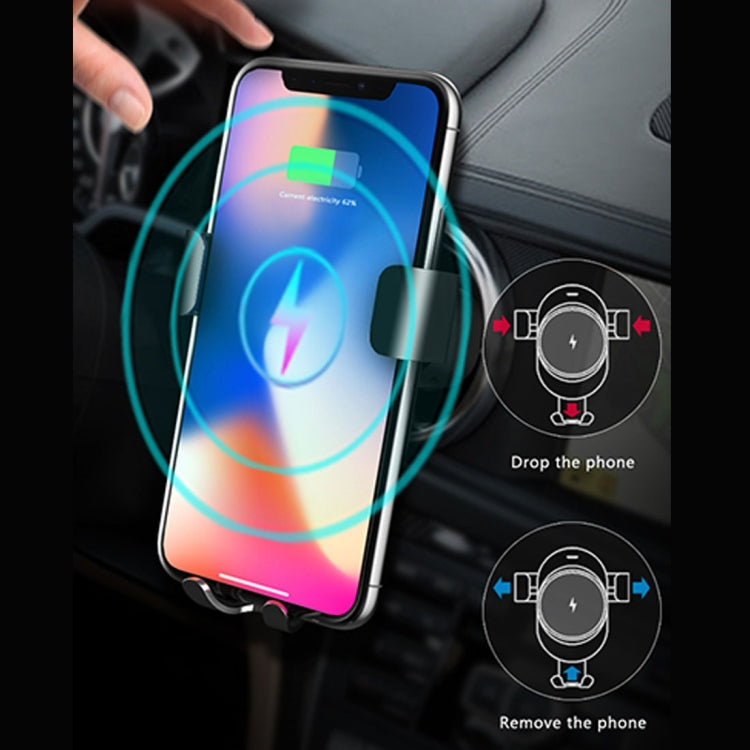 lenuo CL-28 Clamping Gravity Holder Car Air Vent Mount Qi Wireless Charger, For iPhone, Galaxy, Sony, Lenovo, HTC, Huawei, and other Smartphones(Black)