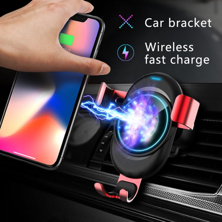 lenuo CL-28 Clamping Gravity Holder Car Air Vent Mount Qi Wireless Charger, For iPhone, Galaxy, Sony, Lenovo, HTC, Huawei, and other Smartphones(Black)