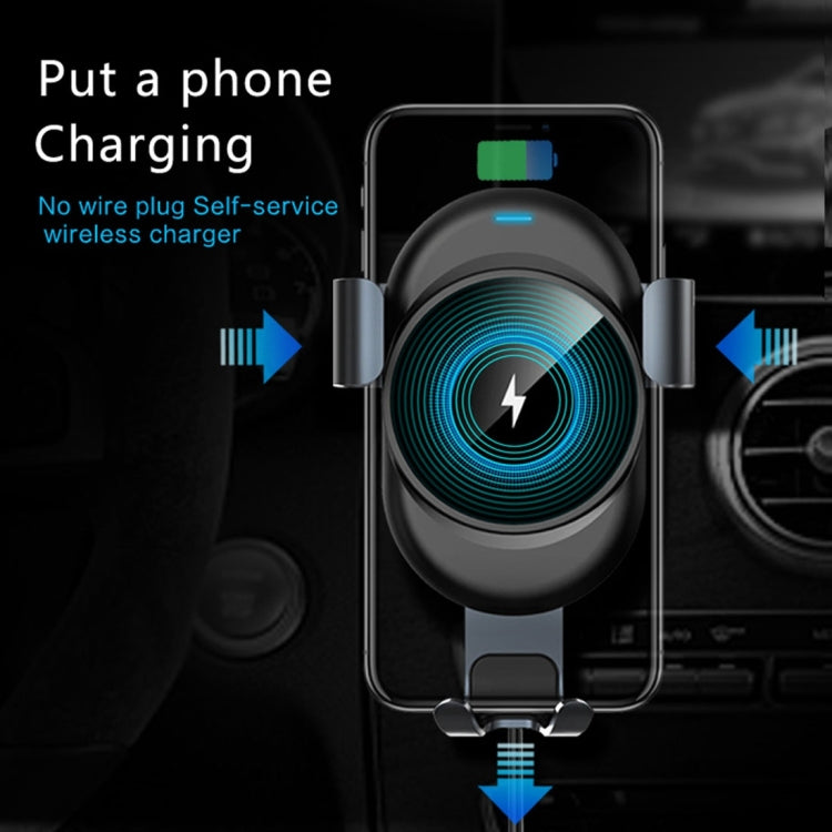 lenuo CL-28 Clamping Gravity Holder Car Air Vent Mount Qi Wireless Charger, For iPhone, Galaxy, Sony, Lenovo, HTC, Huawei, and other Smartphones(Black)