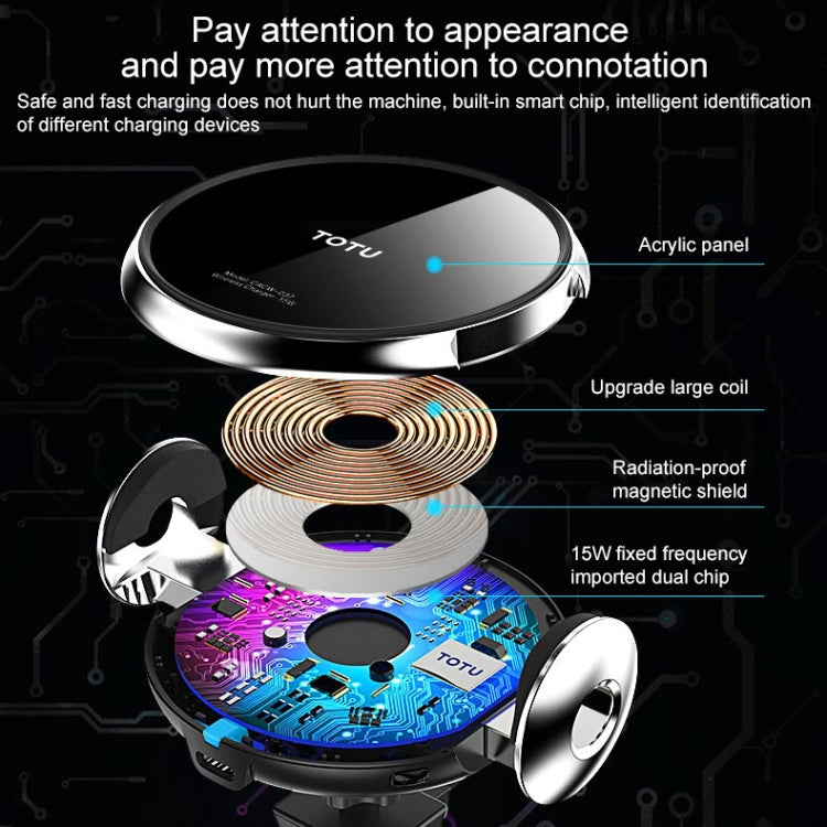 TOTUDESIGN CACW-037 Stellar Series Wireless Charger Car Holder, For iPhone, Galaxy, Sony, Lenovo, HTC, Huawei and other 4.0-6.5 inch Smartphones(Black)