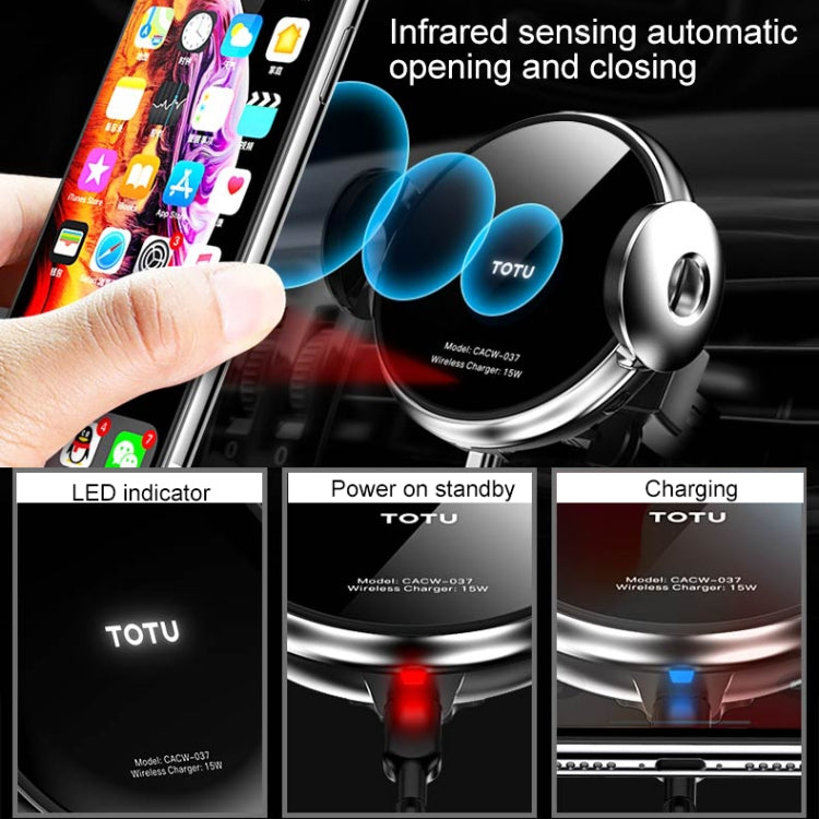 TOTUDESIGN CACW-037 Stellar Series Wireless Charger Car Holder, For iPhone, Galaxy, Sony, Lenovo, HTC, Huawei and other 4.0-6.5 inch Smartphones(Black)