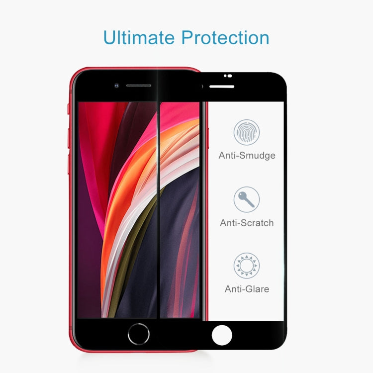 For iPhone SE 2022 / 2020 25 PCS Full Screen Large Arc Edge High Aluminum Tempered Glass Film(Black)