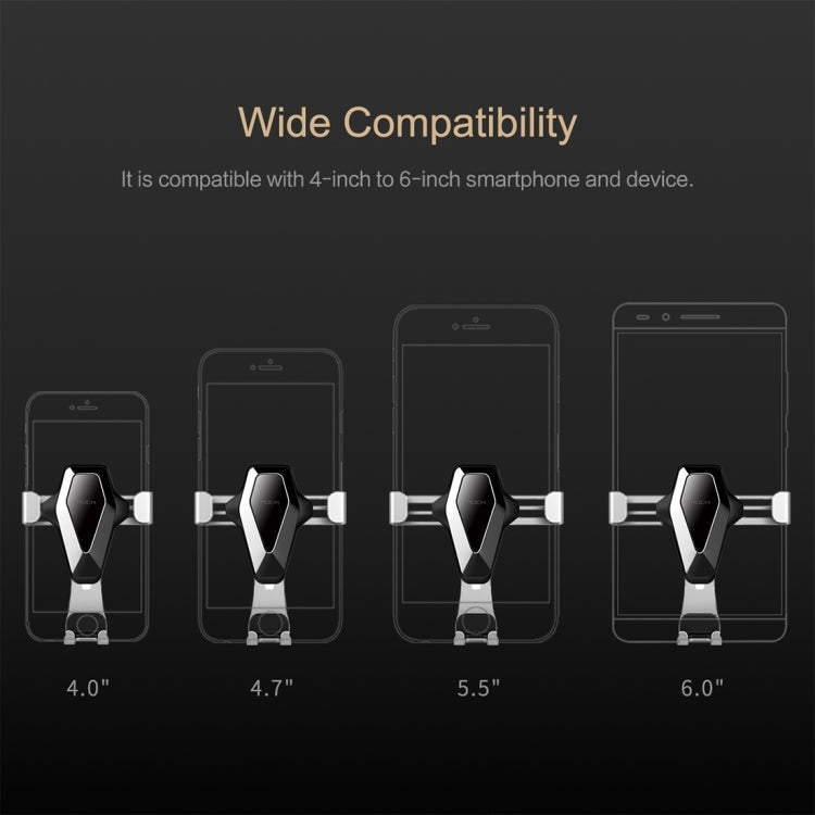 ROCK Gravity Air Vent Car Phone Holder Mount, For iPhone, Galaxy, Sony, Lenovo, HTC, Huawei, and other Smartphones(Grey)