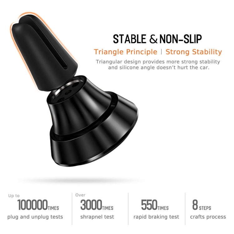 ROCK 360 Degree Rotation Universal Car Air Vent Mount Magnetic Phone Holder Stand, For iPhone, Galaxy, Huawei, Xiaomi, Lenovo, Sony, LG, HTC and Other Smartphones(Black)