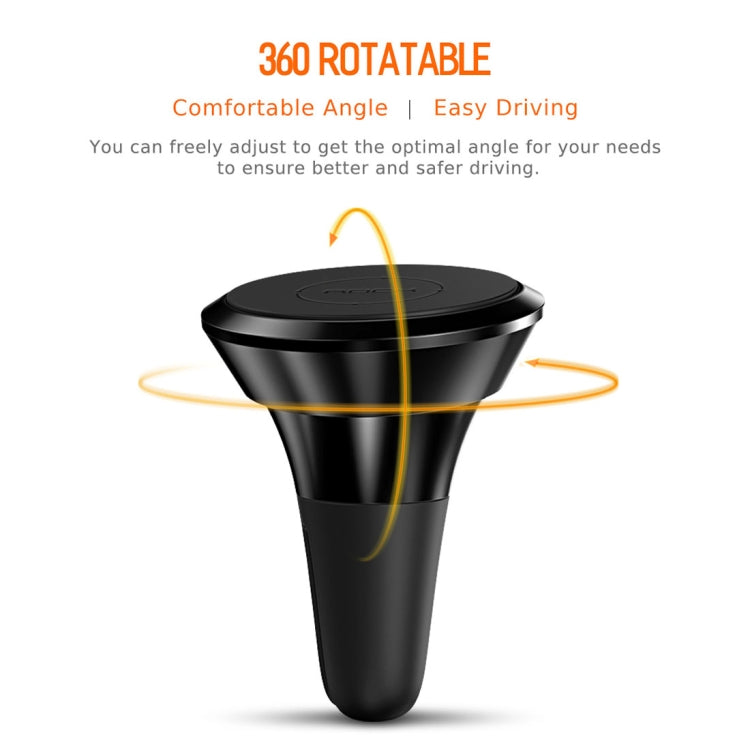ROCK 360 Degree Rotation Universal Car Air Vent Mount Magnetic Phone Holder Stand, For iPhone, Galaxy, Huawei, Xiaomi, Lenovo, Sony, LG, HTC and Other Smartphones(Black)