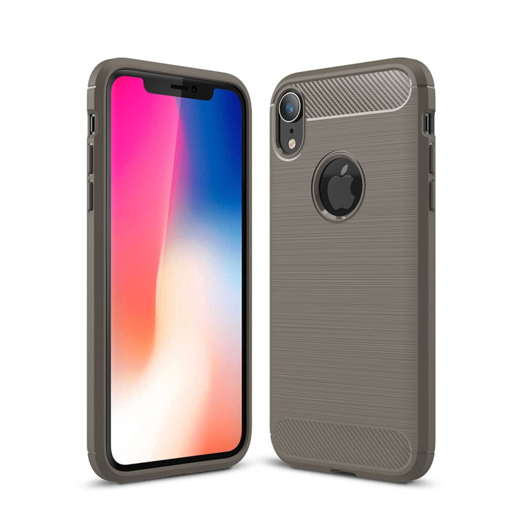 For iPhone XR Brushed Texture Carbon Fiber Shockproof TPU Protective Back Case