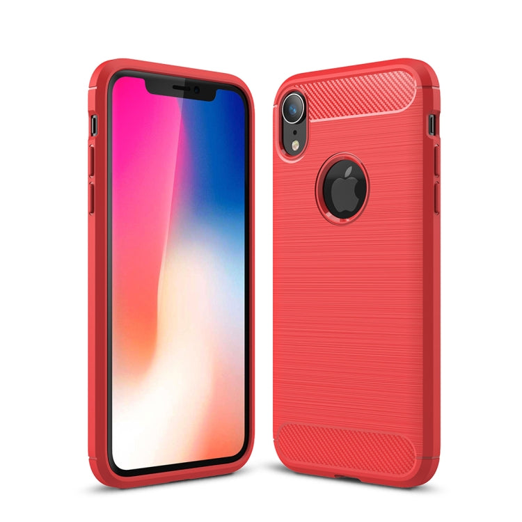 For iPhone XR Brushed Texture Carbon Fiber Shockproof TPU Protective Back Case