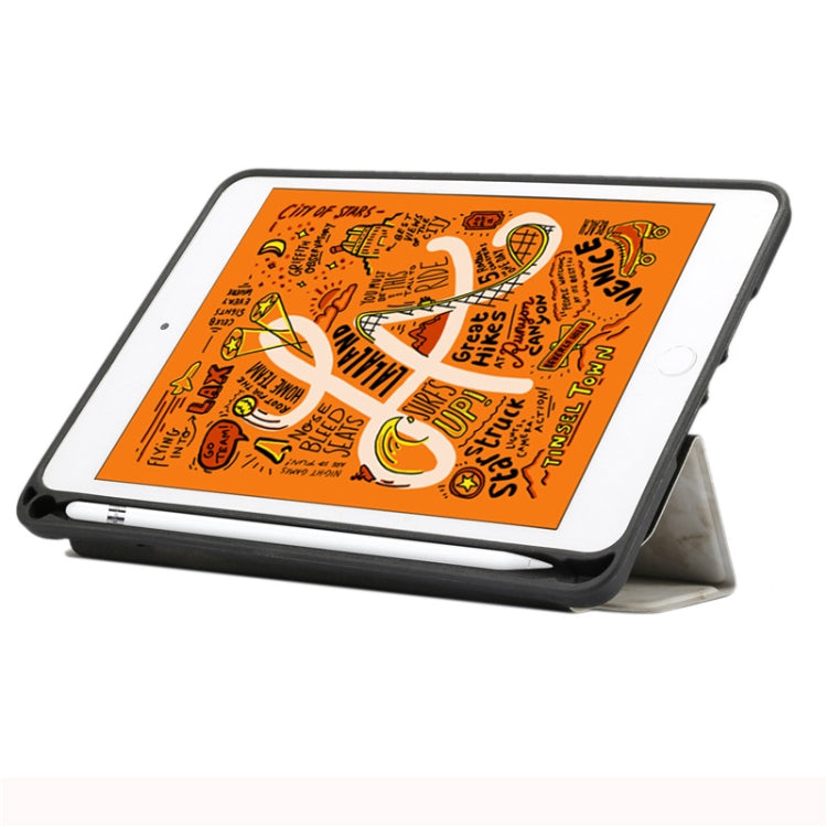 Marble Texture Pattern Horizontal Flip Leather Case for iPad Mini 2019, with Three-folding Holder & Pen Slot & Sleep / Wake-up Function