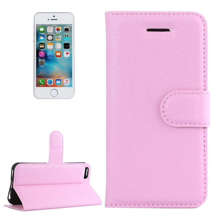 For iPhone 5 & 5s & SE Litchi Texture Horizontal Flip Leather Case with Holder & Card Slots & Wallet