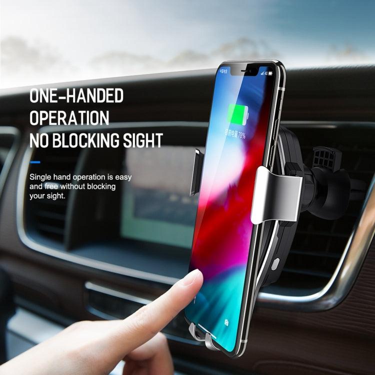 ROCK Infrared Sensing Auto Lock Qi Standard Wireless Charging Air Vent Car Mount, For iPhone, Galaxy, Sony, Lenovo, HTC, Huawei and other 4.7-6.3 inch Smartphones(Silver)