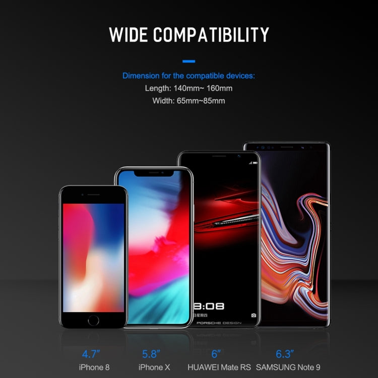 ROCK Infrared Sensing Auto Lock Qi Standard Wireless Charging Air Vent Car Mount, For iPhone, Galaxy, Sony, Lenovo, HTC, Huawei and other 4.7-6.3 inch Smartphones(Silver)