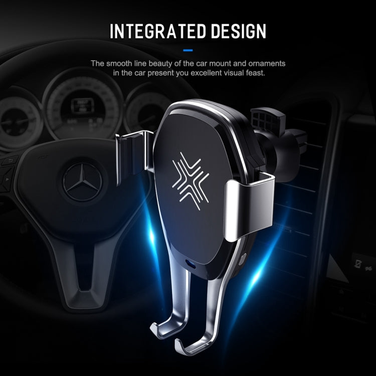 ROCK Infrared Sensing Auto Lock Qi Standard Wireless Charging Air Vent Car Mount, For iPhone, Galaxy, Sony, Lenovo, HTC, Huawei and other 4.7-6.3 inch Smartphones(Silver)