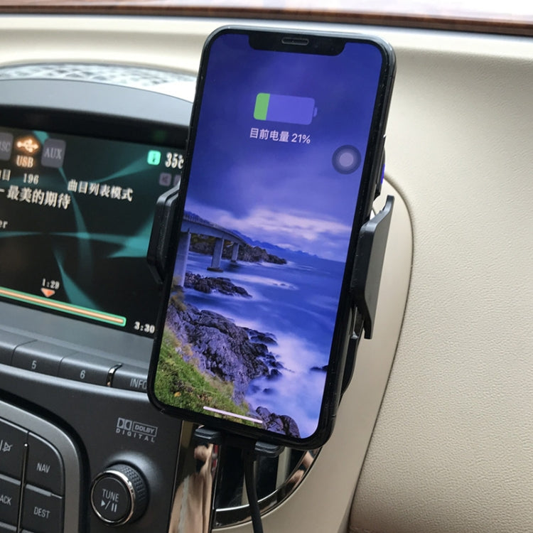 C9 Infrared Sensing Automatic Car Air Outlet Bracket Qi Standard Wireless Charger(Black)