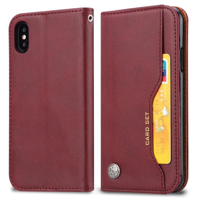 For iPhone XS Max Knead Skin Texture Horizontal Flip Leather Case with Photo Frame & Holder & Card Slots & Wallet