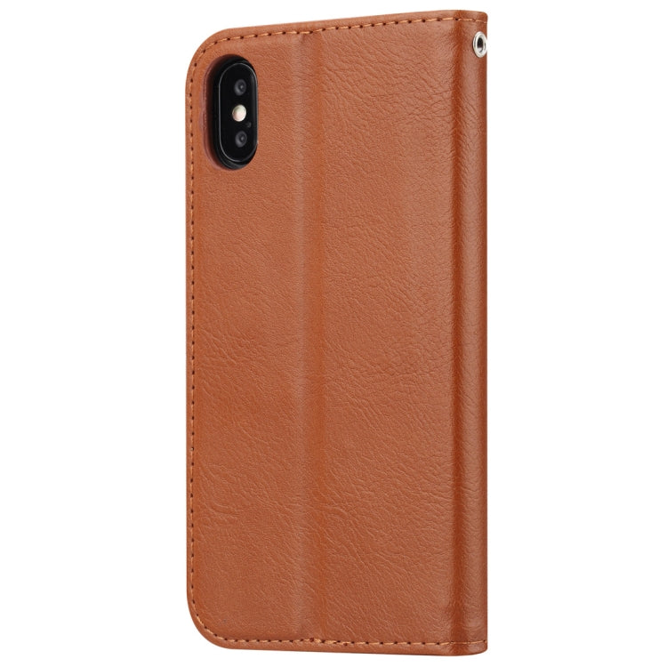 For iPhone XS Max Knead Skin Texture Horizontal Flip Leather Case with Photo Frame & Holder & Card Slots & Wallet