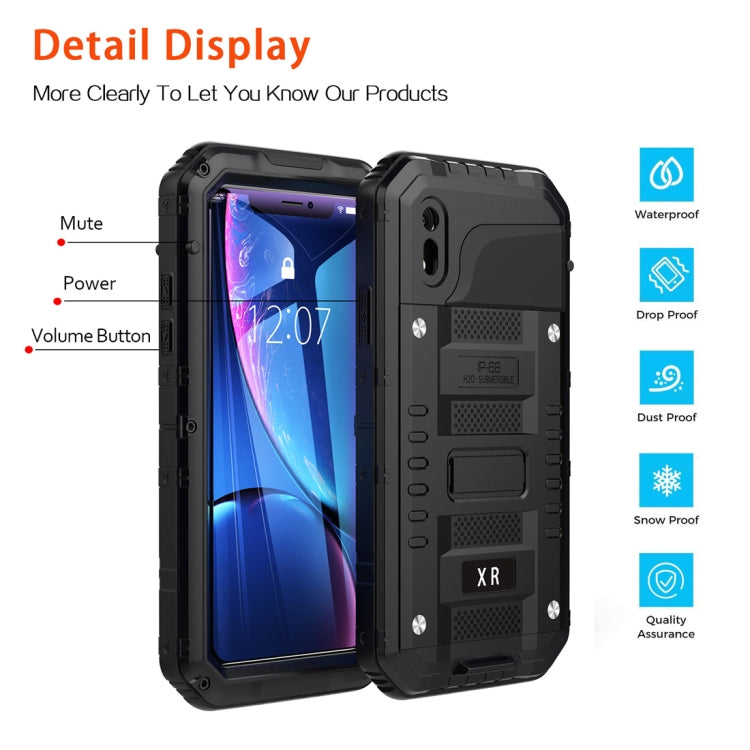 For iPhone XR Waterproof Dustproof Shockproof Zinc Alloy + Silicone Case