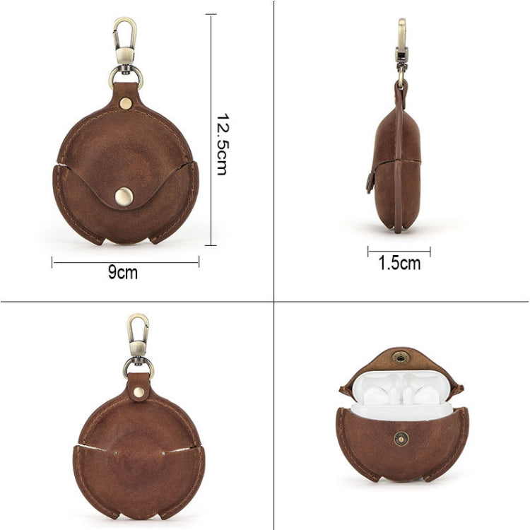 CF1111 For Huawei FreeBuds 3 Crazy Horse Texture Clamshell Earphone Protective Leather Case with Hook