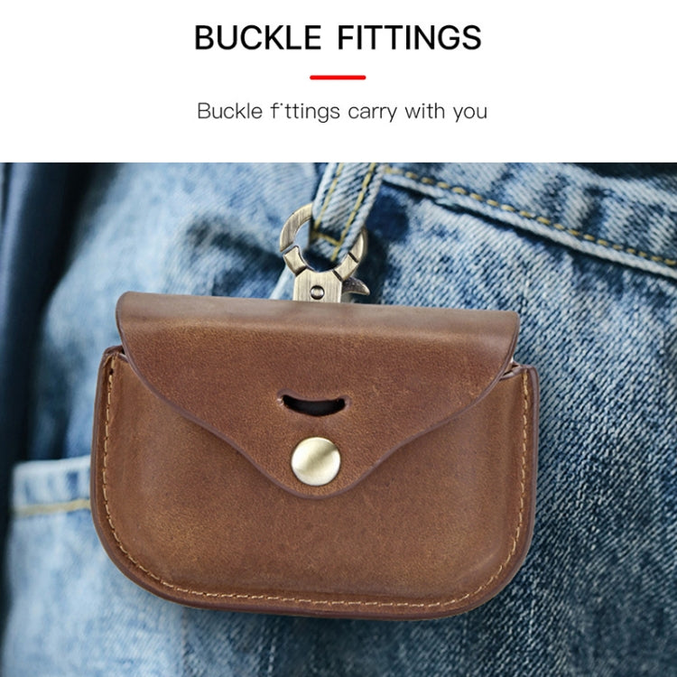 CF1107 For Sony WF-1000XM3 Crazy Horse Texture Clamshell Earphone Protective Leather Case with Hook