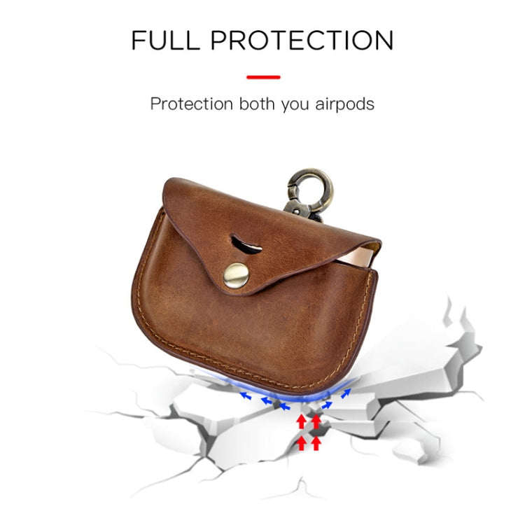 CF1107 For Sony WF-1000XM3 Crazy Horse Texture Clamshell Earphone Protective Leather Case with Hook