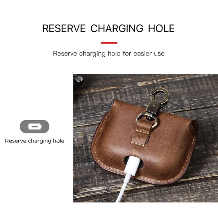 CF1107 For Sony WF-1000XM3 Crazy Horse Texture Clamshell Earphone Protective Leather Case with Hook