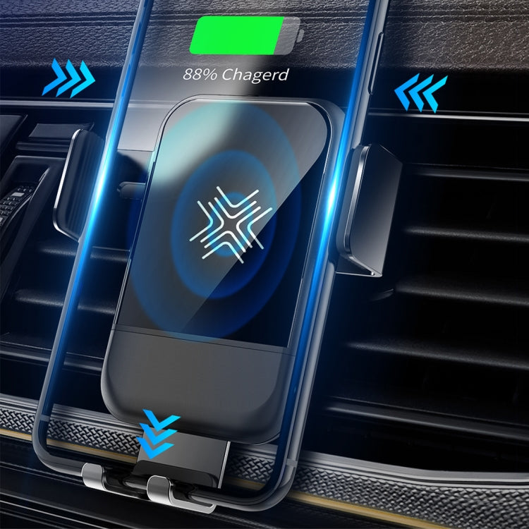 ROCK SPACE Gravity Sensing Auto Lock Wireless Charging Car Mount, For iPhone, Galaxy, Huawei, Xiaomi, Google, LG, HTC and other QI Standard 4.7- 6.3 inch Smart Phones