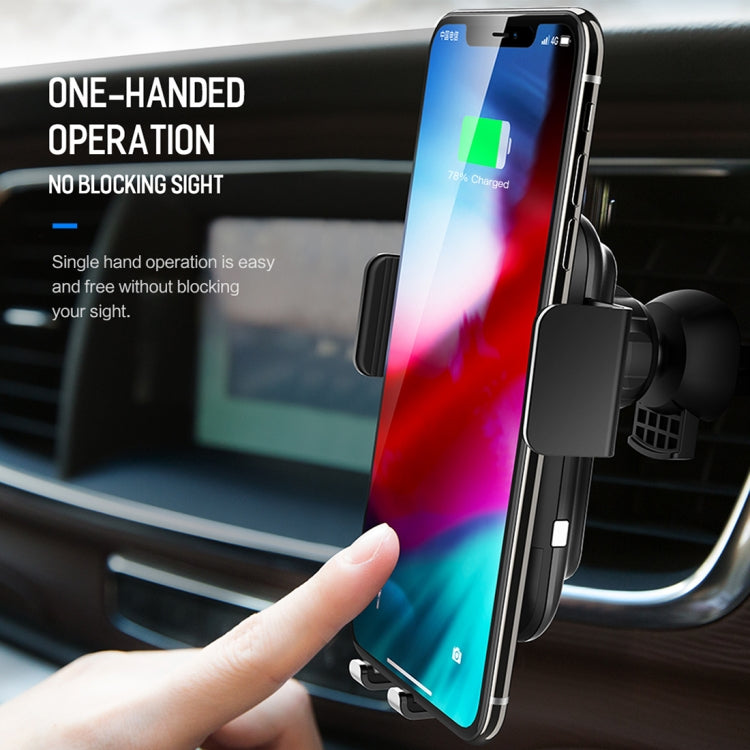 ROCK SPACE Gravity Sensing Auto Lock Wireless Charging Car Mount, For iPhone, Galaxy, Huawei, Xiaomi, Google, LG, HTC and other QI Standard 4.7- 6.3 inch Smart Phones