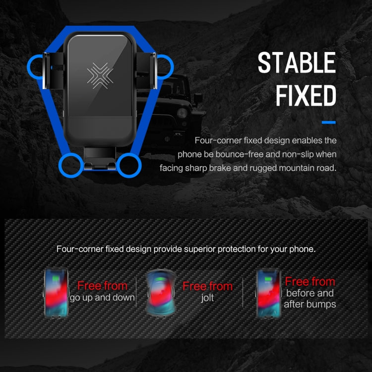 ROCK SPACE Gravity Sensing Auto Lock Wireless Charging Car Mount, For iPhone, Galaxy, Huawei, Xiaomi, Google, LG, HTC and other QI Standard 4.7- 6.3 inch Smart Phones