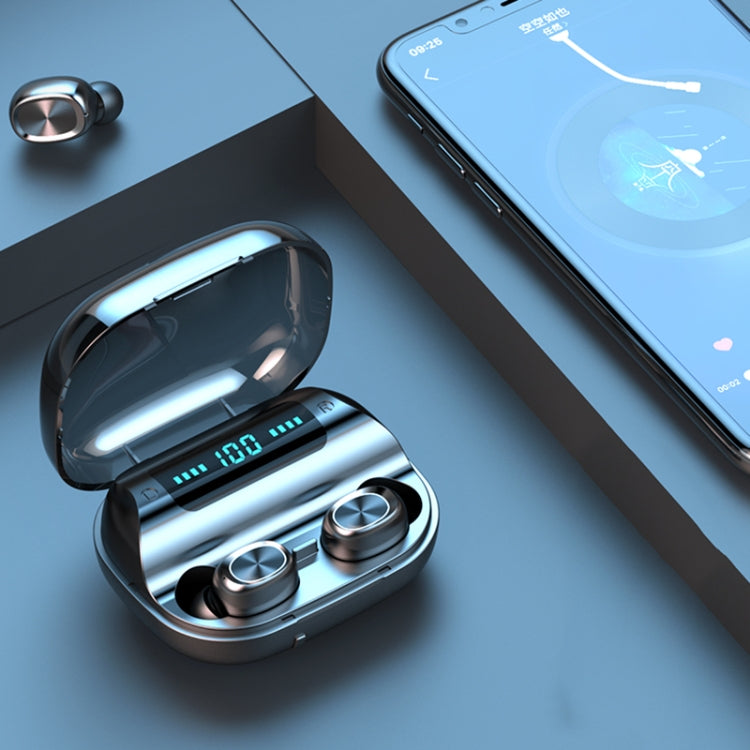 263 TWS CVC8.0 Noise Cancelling Bluetooth Earphone with Charging Box, Support Touch & Three-screen LED Battery Display & Phone Holder & Power Bank & HD Call & Voice Assistant(Black)