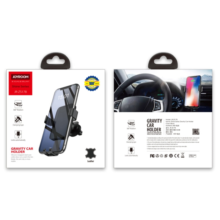 JOYROOM JR-ZS178 Gravity Car Mount Phone Holder, For iPhone, Galaxy, Sony, Lenovo, HTC, Huawei and other 4.0-6.5 inch Smartphones (Black)