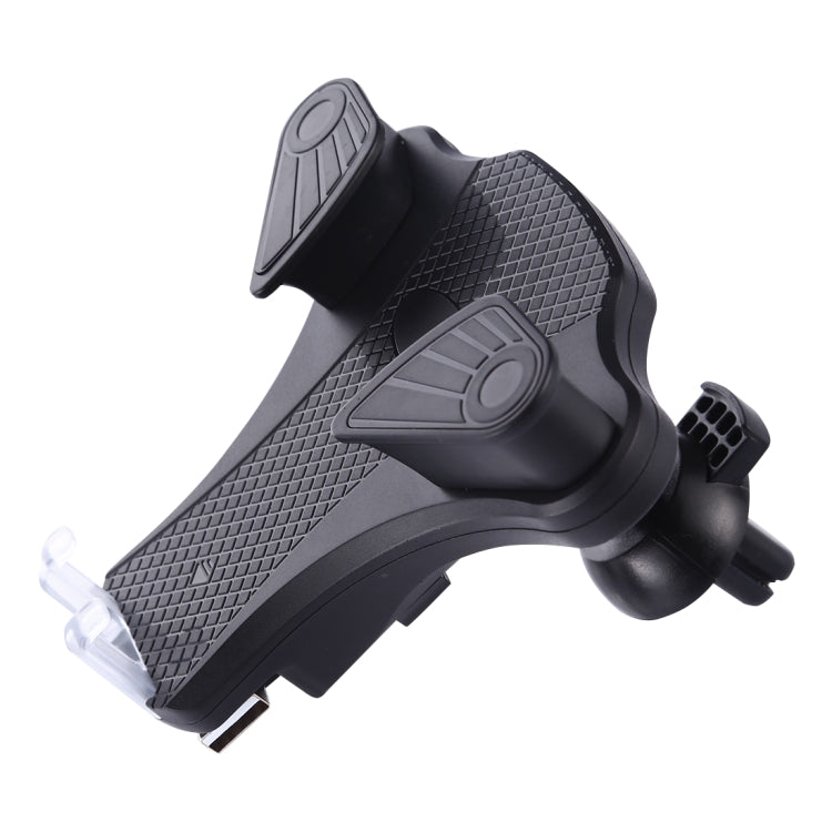 1803WC 10W Wireless Smart Car Charger Mobile Phone Holder with Retractable Micro USB Cable, Length: 85cm(Black)