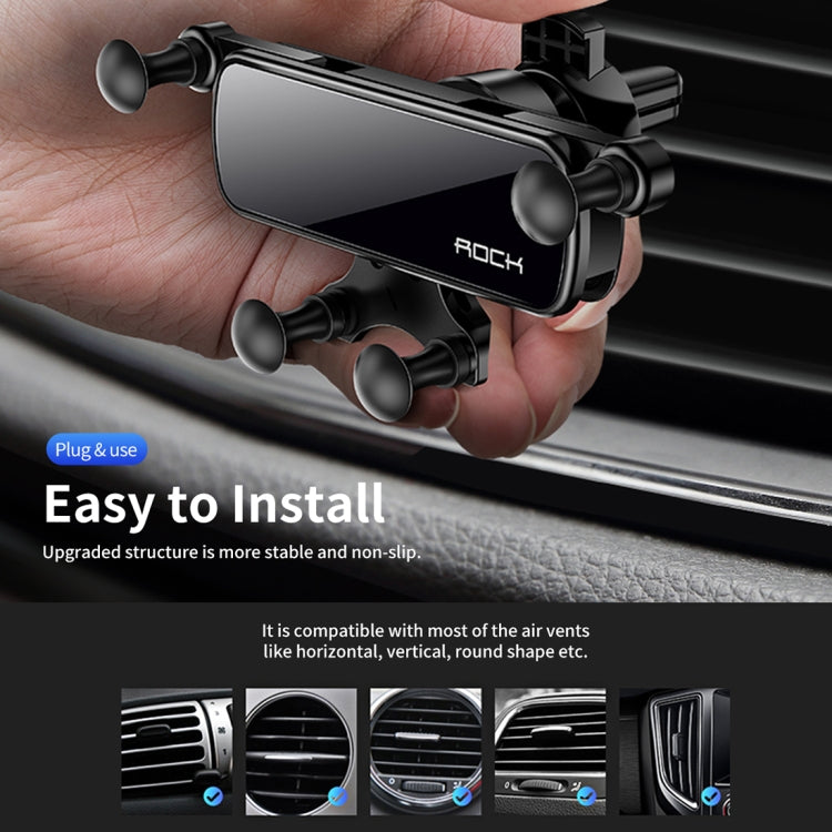 ROCK Car Air Outlet Gravity Mobile Phone Holder Bracket, Hidden Mirror Version (Black)