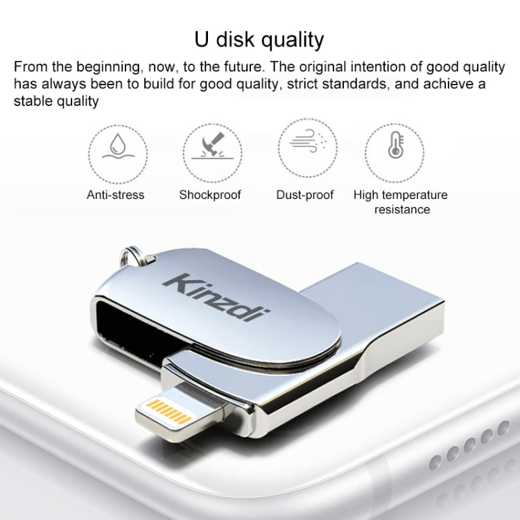 Kinzdi 32GB USB + 8 Pin Interface Metal Twister Flash U Disk (Silver)