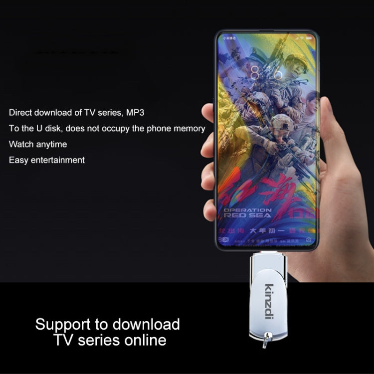 Kinzdi 64GB USB + 8 Pin Interface Metal Twister Flash U Disk (Silver)