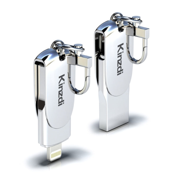 Kinzdi 64GB USB + 8 Pin Interface Metal Twister Flash U Disk (Silver)