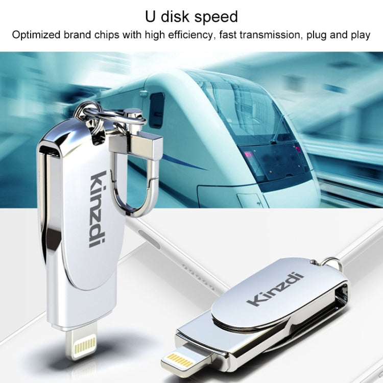 Kinzdi 64GB USB + 8 Pin Interface Metal Twister Flash U Disk (Silver)