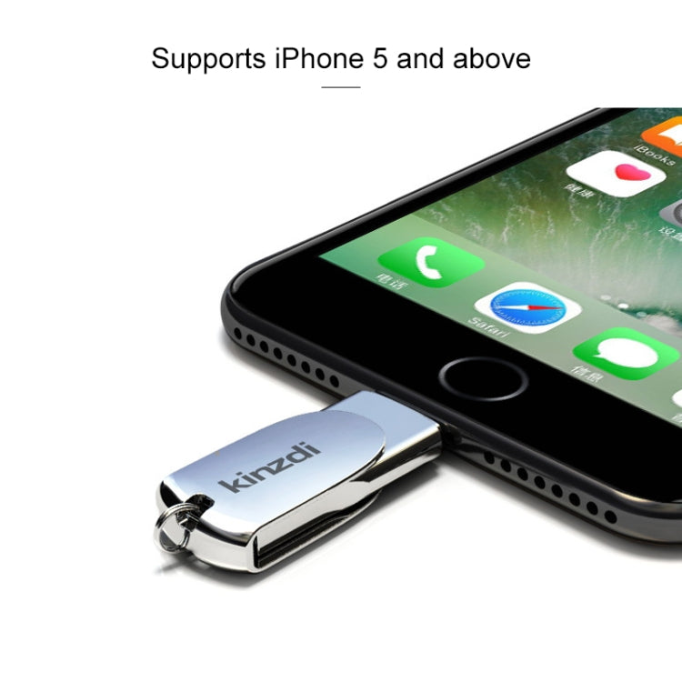 Kinzdi 128GB USB + 8 Pin Interface Metal Twister Flash U Disk (Silver)