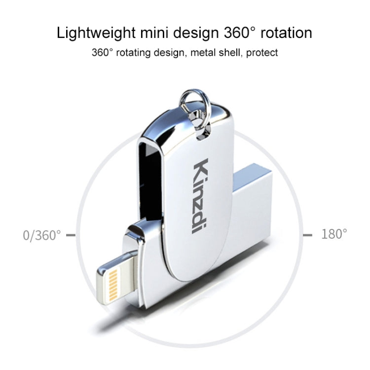 Kinzdi 512GB USB 2.0 + 8 Pin Interface Metal Twister Flash U Disk (Silver)