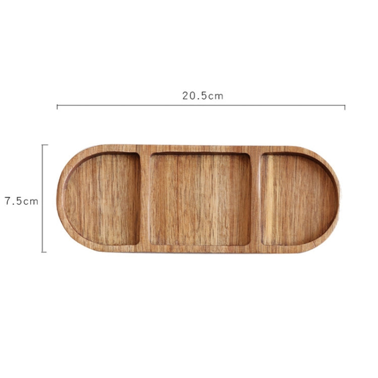Creative Wooden Elliptic Triple Lattice Kitchen Seasoning Small Dish Dip Saucer (Wood)