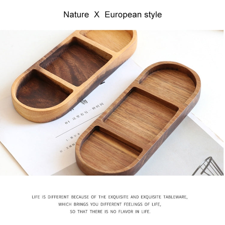 Creative Wooden Elliptic Triple Lattice Kitchen Seasoning Small Dish Dip Saucer (Wood)