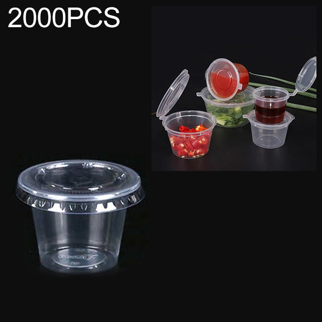 2000 PCS Thick Disposable Transparent Plastic Takeout Packaging Seasoning Box with Lid, Style: 1.5oz Split Cup 40ml