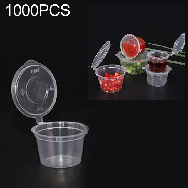 1000 PCS Thick Disposable Transparent Plastic Takeout Packaging Seasoning Box with Lid, Style: 1.5oz Siamese Cup 35ml